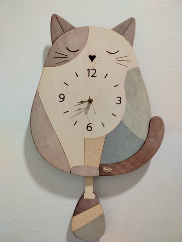 Orologio gatto pendolo - a, legno